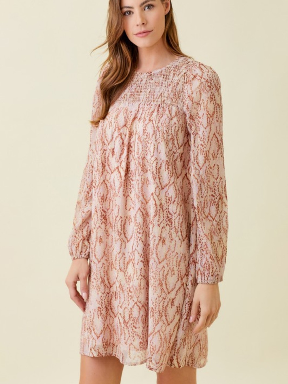 Smocked Yoke Top Chiffon Dress - Picture 7 of 7